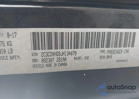 2018 Dodge Charger Sxt Plus Rwd из США, поврежденный, VIN 2C3CDXHG9JH134079